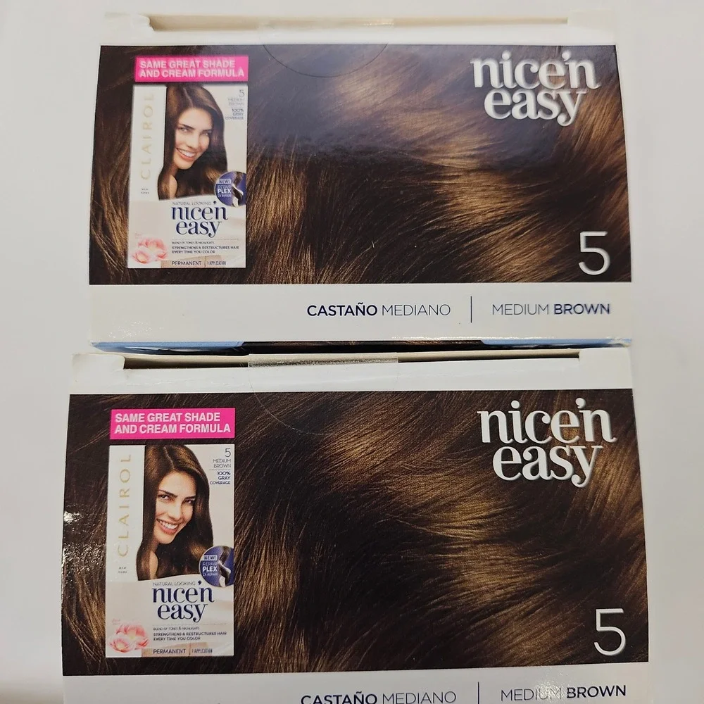 Clairol Nice'n Easy Permanent Hair Color 5 Medium Brown 2 Boxes Gray‎ Coverage⁶